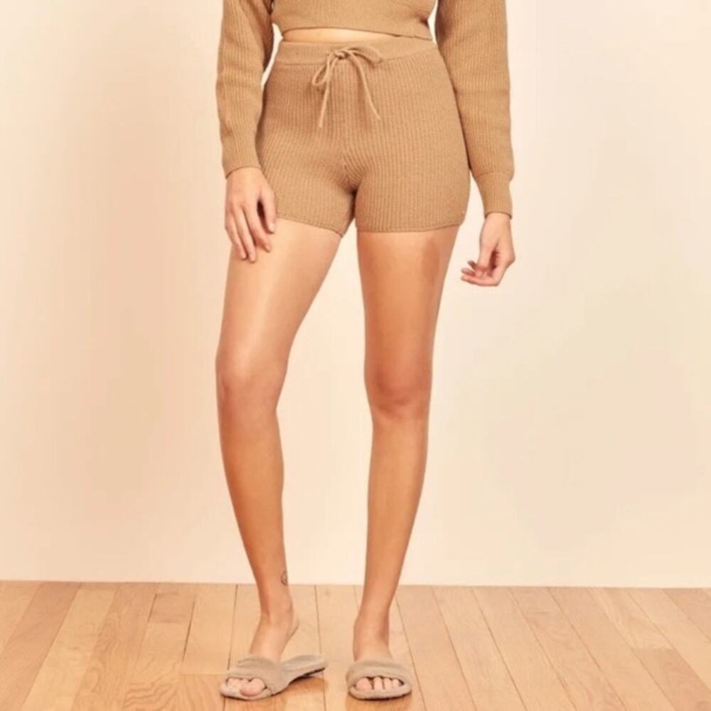 Reformation Camel Sanzo Ribbed Shorts